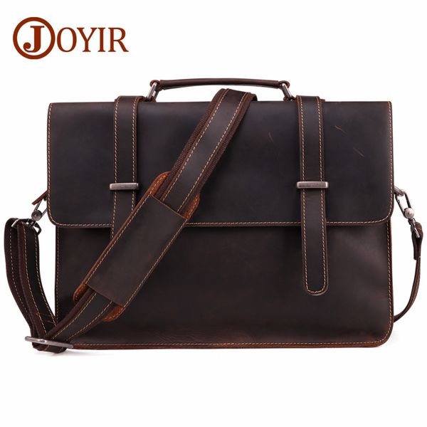 

joyir men's briefcase vintage real crazy horse leather briefcase messenger shoulder bag men's business laphandbag for male