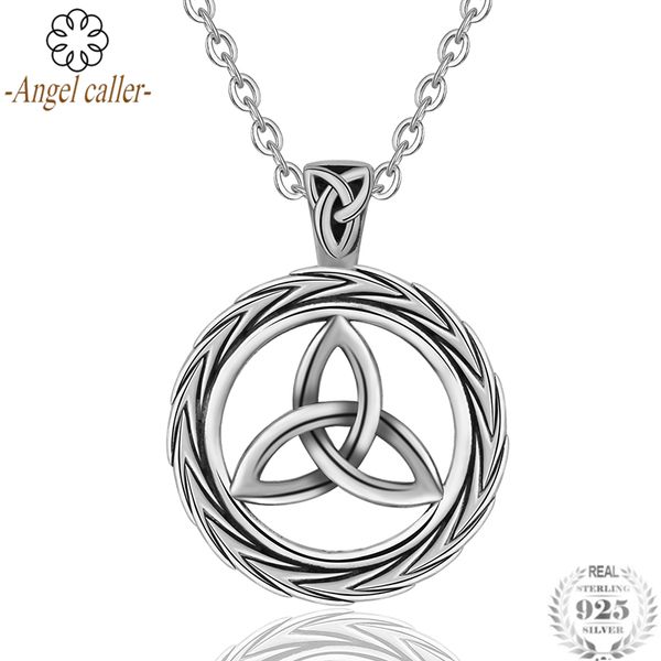 

angel caller 925 sterling silver celtics knot pendant necklaces fine silver jewelry for women girls statement necklace