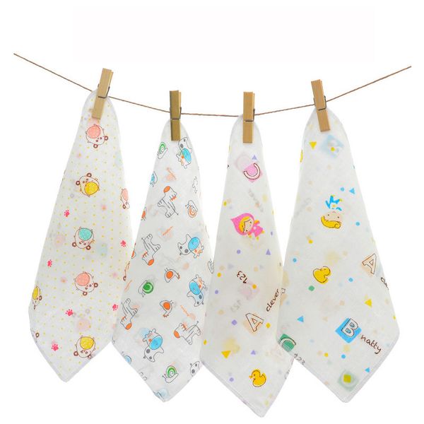

5pcs/lot baby double layers print gauze towel handkerchief infant gauze face towel wide cloth for newborn toddler j068