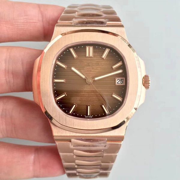 

pf thinnest men's stainless steel nautilus 5711v2 version watch. equipped with cal.324 automatic movement. wrist watches, Slivery;brown