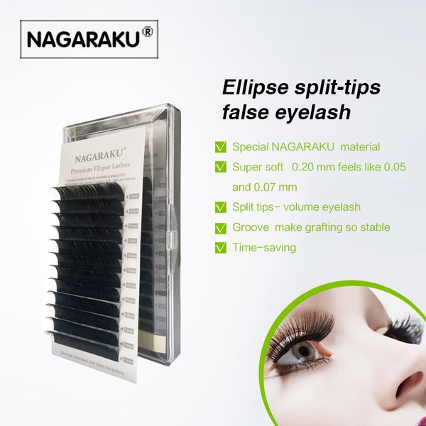

nagaraku flat ellipse eyelashes extensions split tips mink lash premium paux individual eyelashes false lashes eyelash extension