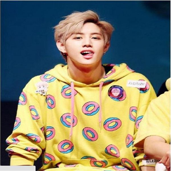 

2018 fashion hoodies sweatshirt men women kpop got7 donuts hoodies mark just right bts jung kook size autumn summer, Black