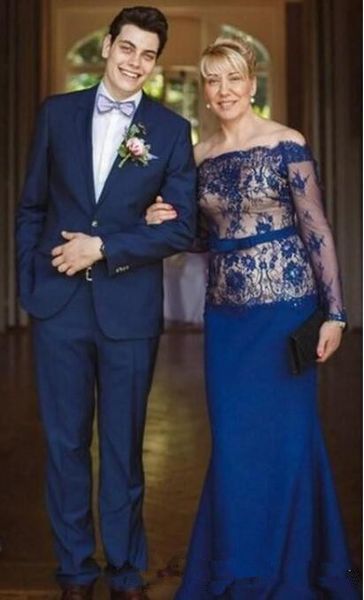 

royal blue кружева длинные платья матери невесты длинные рукава русалка свадебное платье для гостей женское вечерние платья 2019 m106, Black;red