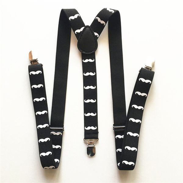 

2.5cm fashion arrival mens womens black white beard pattern printing suspenders elastic adjustable y-back crbd009