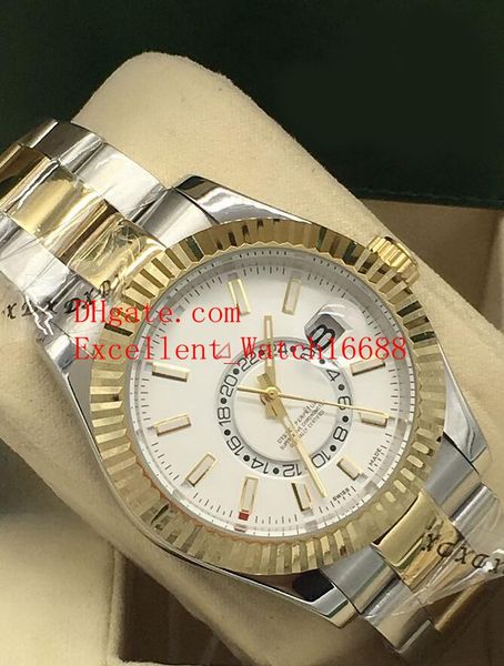 

6 style sell fashion watches 42 mm 326933 326934 326938 sky dweller asian 2813 automatic mechanical two tone gold men's wristwatches, Slivery;brown