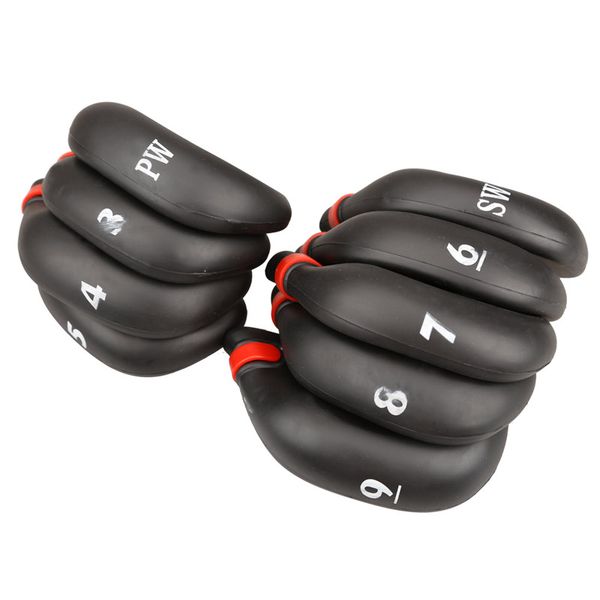 

new 9 piece/lot black golf club iron putter head covers protect set rubber drop shipping