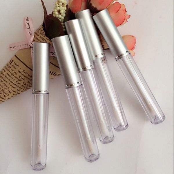 

empty lip gloss tubes 3mlclear lip gloss container lip oil plastic tube with silver cap fast shipping f209