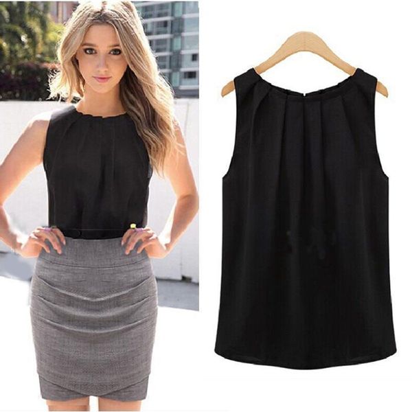 

Women Breathable Loose Vest Fashion Sping Summer Autumn Halter Neck Shirt Sleeveless Tops Casual White Black Chiffon Blouse Free Shipping