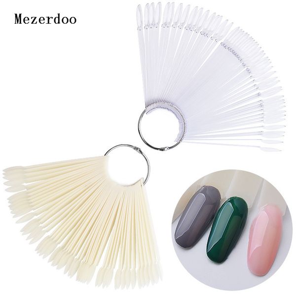 

50pcs oval false display nail art fan wheel practice board tip sticks for dipping powder colors uv gel nail polish display chart, Red;gold