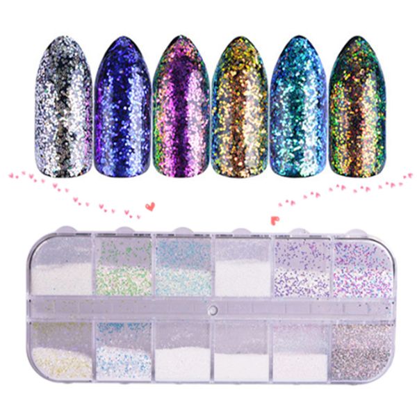 

1 box super shining sugar/mermaid nail glitter powder holographic laser pigment dust manicure powder nail art decoration mz0103, Silver;gold