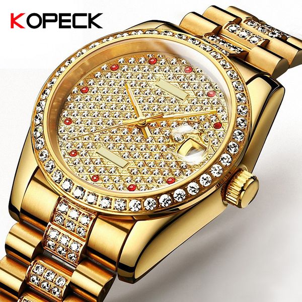 

kopeck gold automatic watches for men luminous mechanical wristwatches stainless steel waterproof round watches 9019g, Slivery;brown