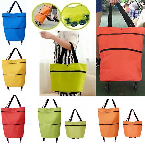 Borsa per carrello della spesa con ruote Borsa per la spesa pieghevole portatile Borsa per la spesa riutilizzabile Ruote per la spesa Borsa per la spesa per la spesa WX9-718