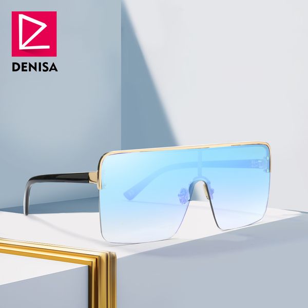 

denisa square oversized sunglasses men 2018 plus size glasses women with big semi-rimless frame uv400 gafas del sol mujer 22083, White;black