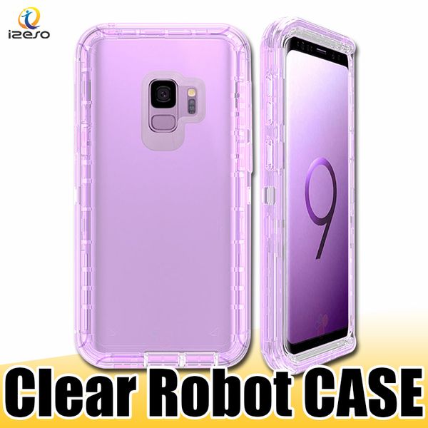 

clear robot phone case 3 in 1 defender full covered transparent back cover cases for samsung s10e s10 plus note 9 s9 izeso