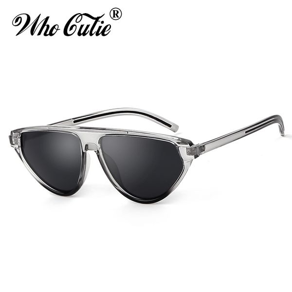 

who cutie 2019 triangle cat eye sunglasses women brand designer vintage leopard cateye frame 90s female sun glasses shades om790, White;black