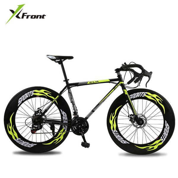 

new road bicycle carbon steel frame 700cc wheel 21/27 speed dual disc brake bicycle outdoor sports racing cycling bicicleta