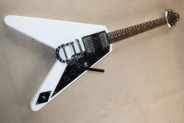 

V hape flyingv white electric guitar joy tick ro ewood fingerboard