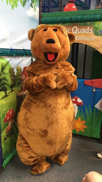 

high-quality real pictures deluxe brown bear mascot costume size ing, Red;yellow