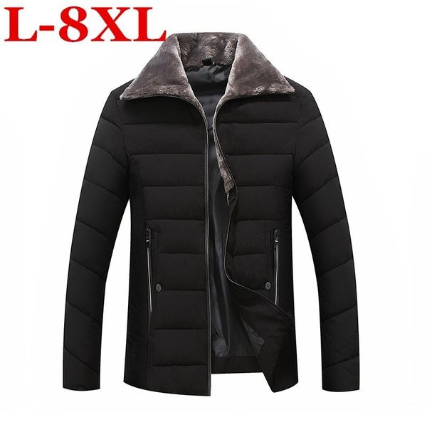 

8xl 7xl 6xl plus size winter jacket men 2018 fashion fur collar male parka jacket mens thick jackets and coats man winter parkas, Black