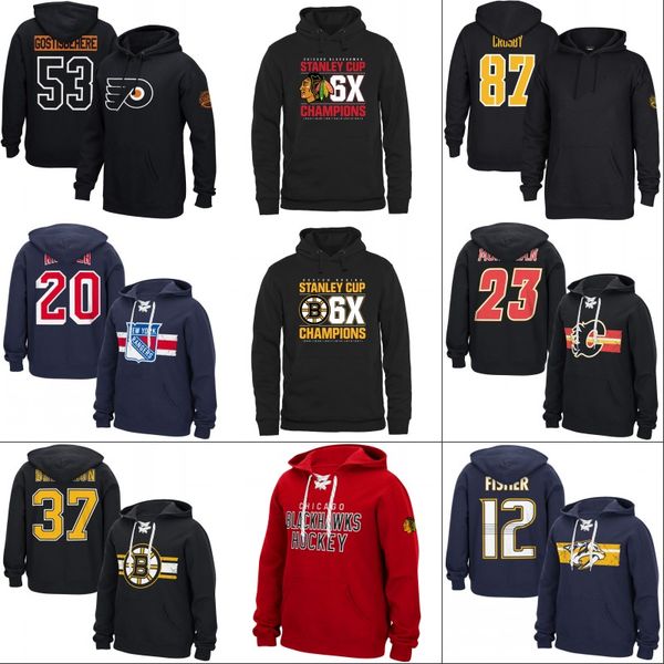 

Hockey Hoodies Jersey Chicago Blackhawks Boston Bruins Calgary Flames New York Rangers Nashville Predators Jersey Custom Any Name & Number