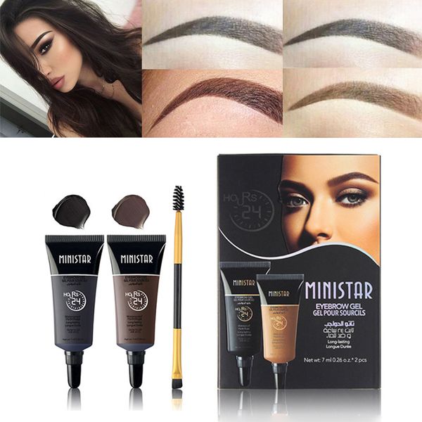 

2pcs eyebrow shadows pigments black brown henna eyebrow gel long lasting eye brow tattoo cream eyebrows enhancer kits with brush