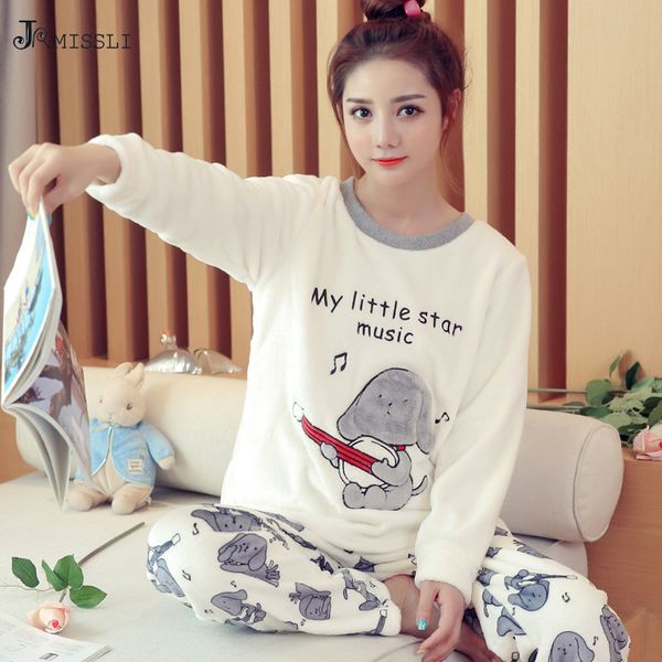 

jrmissli pyjamas winter warm flannel women pajamas set 2018 thick dog animial pajamas female homewear sleep lounge, Blue;gray