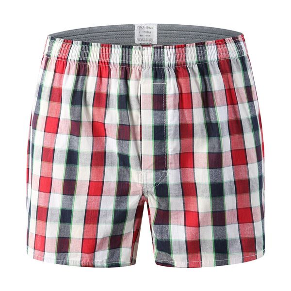 

oversize mens underwear boxers shorts casual cotton red underpants brands plaid loose comfortable homewear panties, Black;white