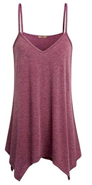 

ladies womens handkerchief hem flowy casual summer spaghetti strap camisoles tank, White