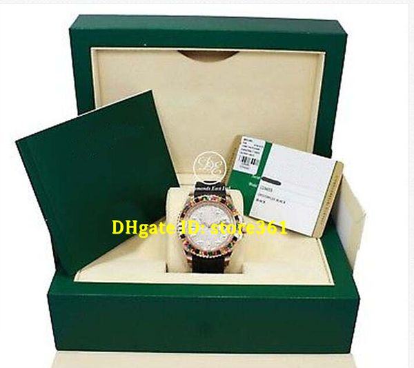 

luxury wristwatch mens watch original box certificate 116655 18k rose gold diamond pave dial sapphire bezel 40mm, Slivery;brown