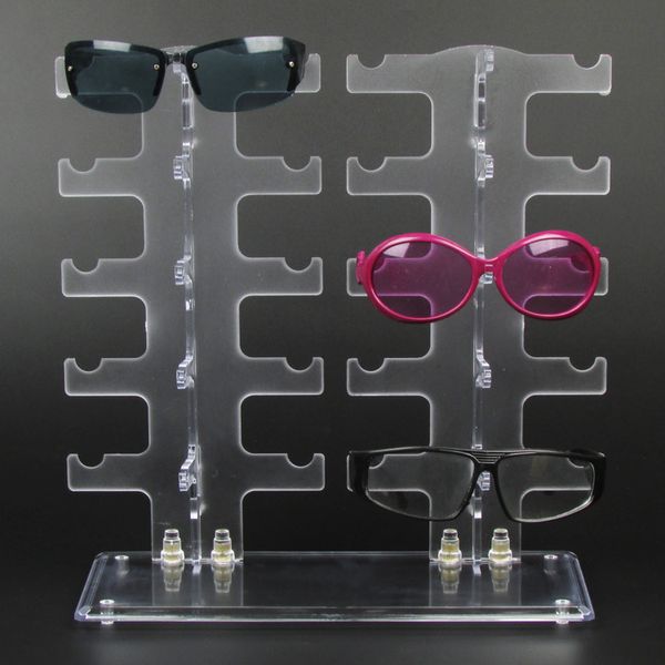 DHL plástico PVC Sunglasses Exibir óculos destacáveis ​​Armazenamento Cremalheira Transparente Plástico Sunglass Display Stand para loja mais barata