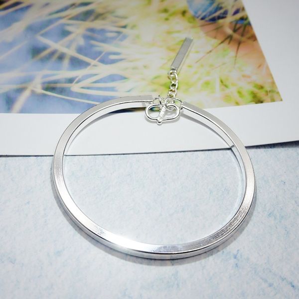 

authentic 990 sterling silver bracelet vintage jewelry simple romantic lover geometric bangle women lady wedding party gift, Black