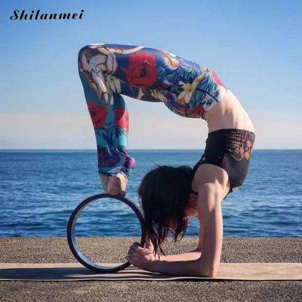 

quick dry floral printed yoga pants women high waist fitness sport leggings push hip athletic running tights female yoga trouser, White;red