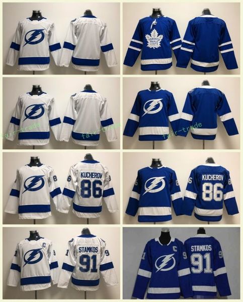 

Youth Kids Tampa Bay Lightning #91 Steven Stamko Jerseys 86 Nikita Kucherov Blue White Hockey Jersey Stitched