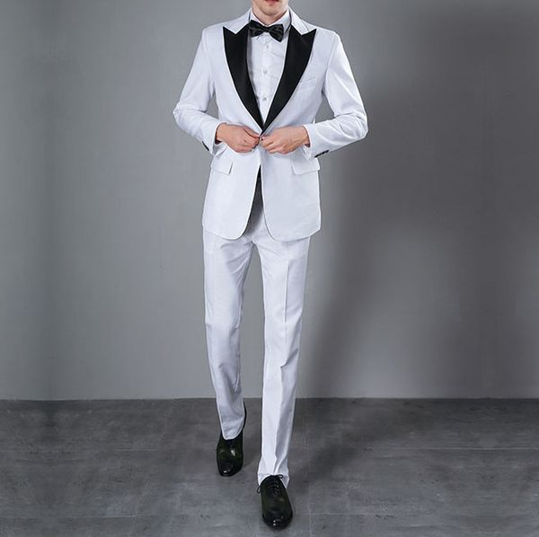 

последний дизайн одна кнопка белый жених смокинги черный пик отворотом друзья жениха мужские свадебные костюмы шафер костюмы (куртка + брюки, Black;gray