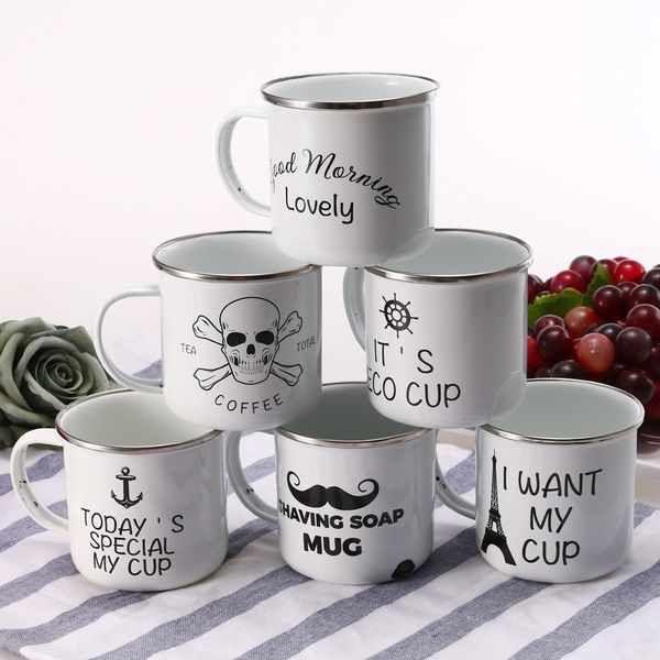 

350ml enamel various patterns of mugs, milk, coffee, beer multipurpose mugs