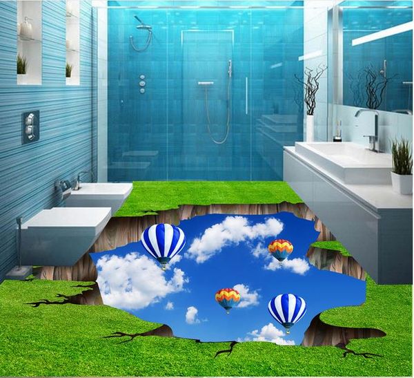 

обои ванной комнаты пола пола 3d неба 3d травы ванной комнаты настила винила pvc