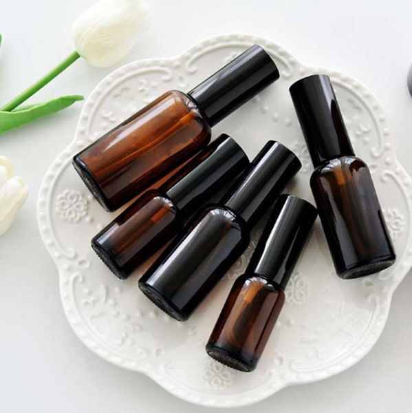 

10ml 15ml 20ml portable amber glass essential oil spray bottles mist sprayer container travel refillable bottle transparent brown