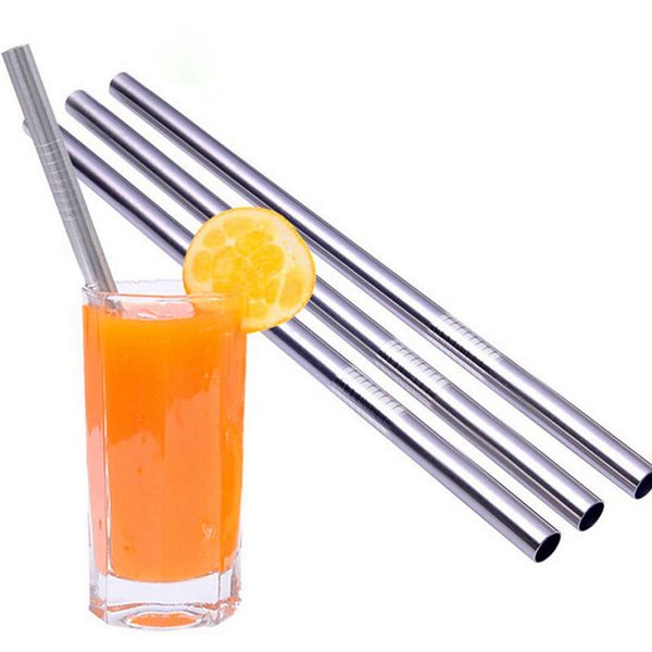 

500 pcs stainless steel straw steel drinking straws 8.5" reusable eco metal drinking straw bar drinks party stag