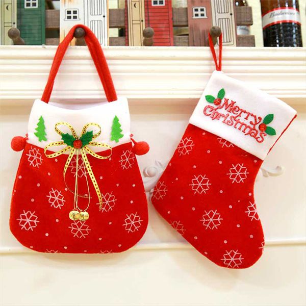 

christmas decoration stockings santa claus sock gift kids candy bag chirstmas xmas tree hanging ornament home decorate