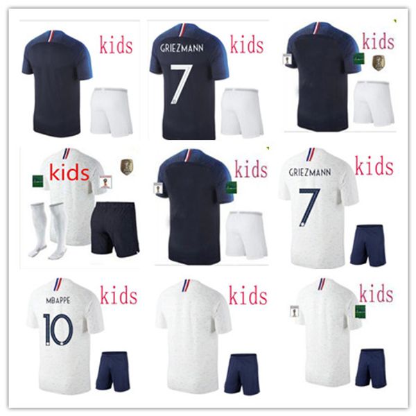 Acheter 2019 French Maillot De Foot Enfants Enfant 2 Enfants 2 étoiles équipement Equipe De Fr 2018 Garçons Filles Kits De Football Jeunes Maillots De