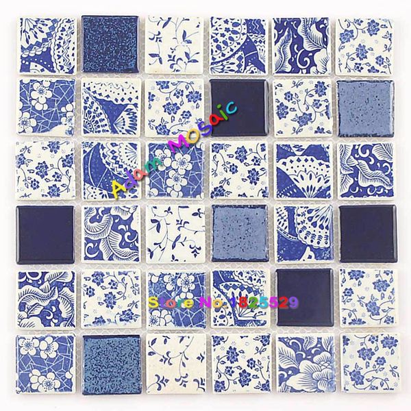 

blue white ceramic tile kitchen backsplash mosaic wall tiles bathroom porcelain swimming pool building materials