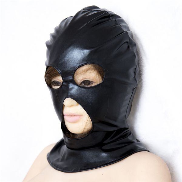 

fetish and mouth bondage with hood mask fantasy eyes holes party harness hood cosplay mask open restraint products viuem