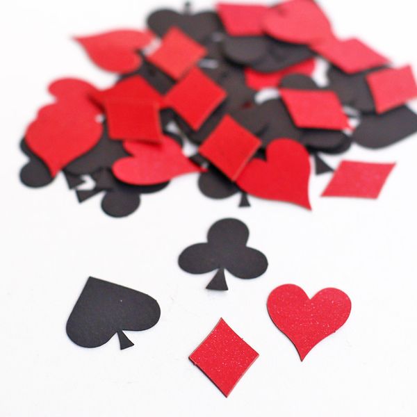 

c13 poker confetti - playing card suit - hearts diamonds clubs spades game night alice in wonderland party decoration