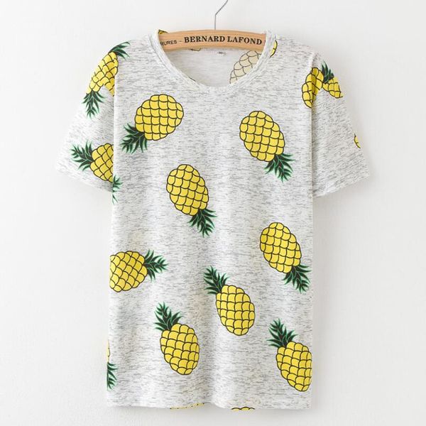 Hot Style Ananas Stampa T-shirt a maniche corte T-shirt da donna T-shirt in cotone estivo Donna Top T-shirt causali