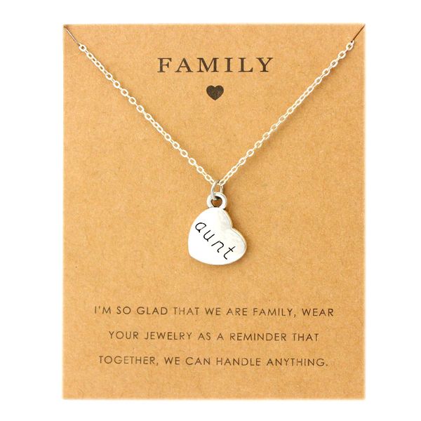 

aunt sister uncle pendants chain necklaces grandma grandpa family mom daughter dad father brother son fashion jewelry love gift, Silver