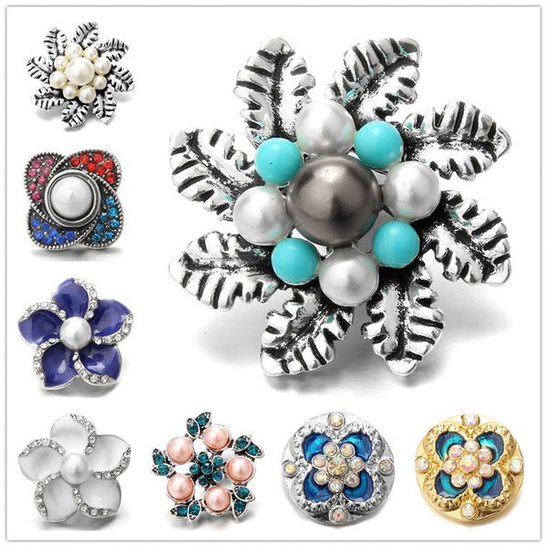 

инкрустация жемчуг кристалл горный хрусталь оснастки кнопки 18 мм металлический цветок декоративные кнопки подвески для diy оснастки ювелирн