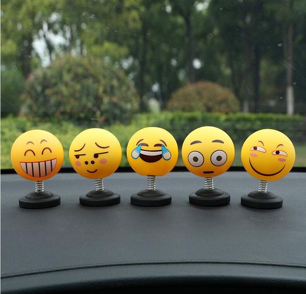 

Car Ornaments Funny Emoji Shaking Head Dolls Automobile Dashboard Decoration Creative Smiley Cute Shy Expression Decor Toys