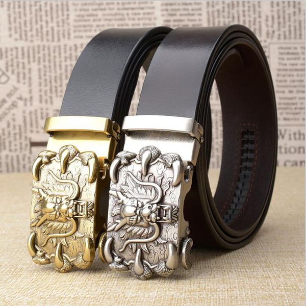 

2018 men gold automatic buckle genuine leathe belts cool punk style buckle jeans belt waistband zlb313, Black;brown