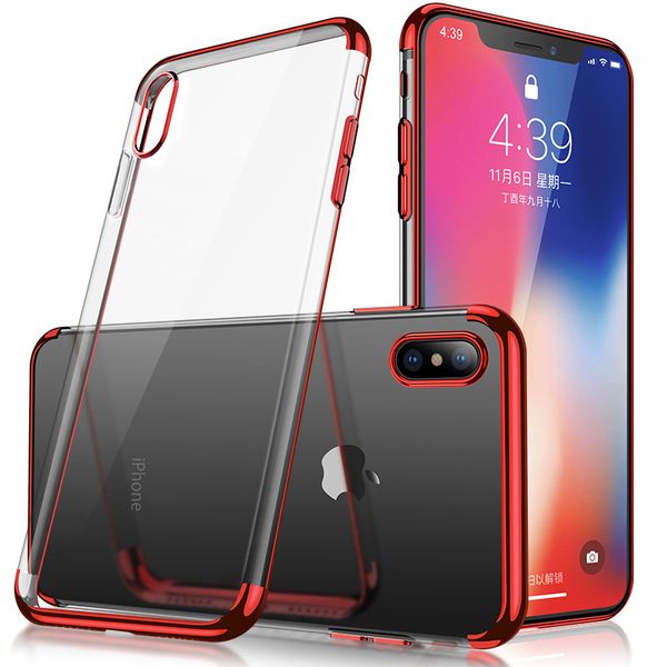 

metal electroplating soft tpu clear phone case for iphone 11 pro max xr 8 7 6s plus