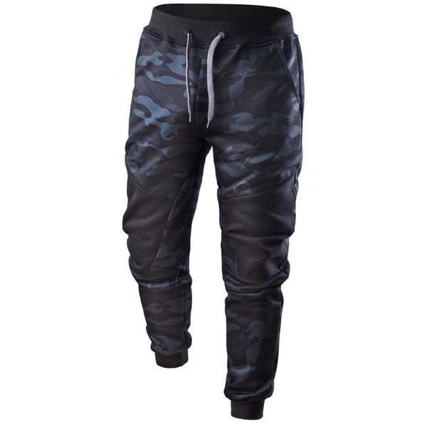 

hanhent 2018 new men's cotton camouflage waist loose casual pants men's personality stitching drawstring trousers overalls, Black